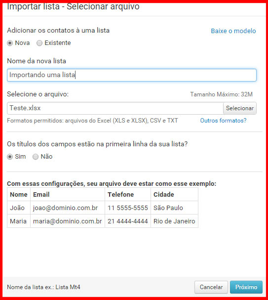Importando lista Media Post